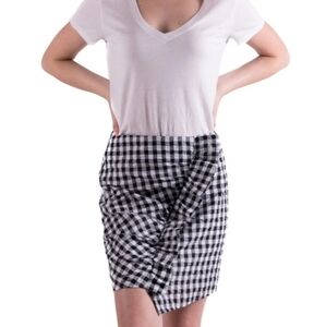 Anthropologie Lili's Closet Ruffled Gingham Mini Skirt Black & White Size M.